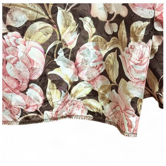 Floral Rose Brown Satiny Vintage Robe Kimono size Small - Picture 4 of 9